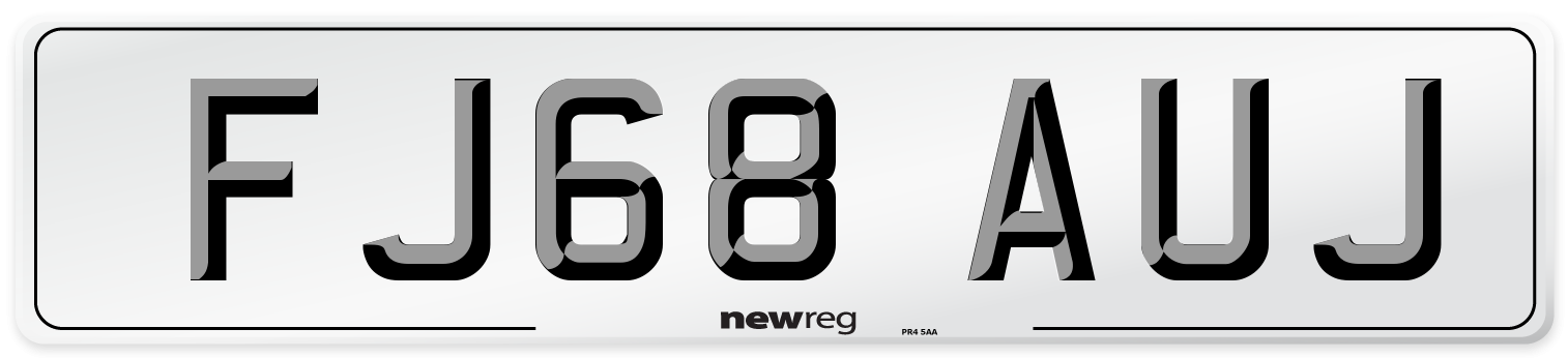 FJ68 AUJ Number Plate from New Reg